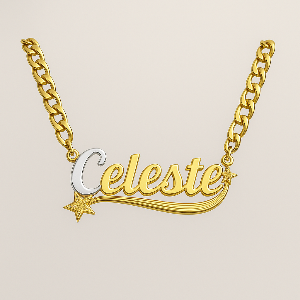 Shoot 4 The Stars ★ᯓ Custom 3D Nameplate Necklace