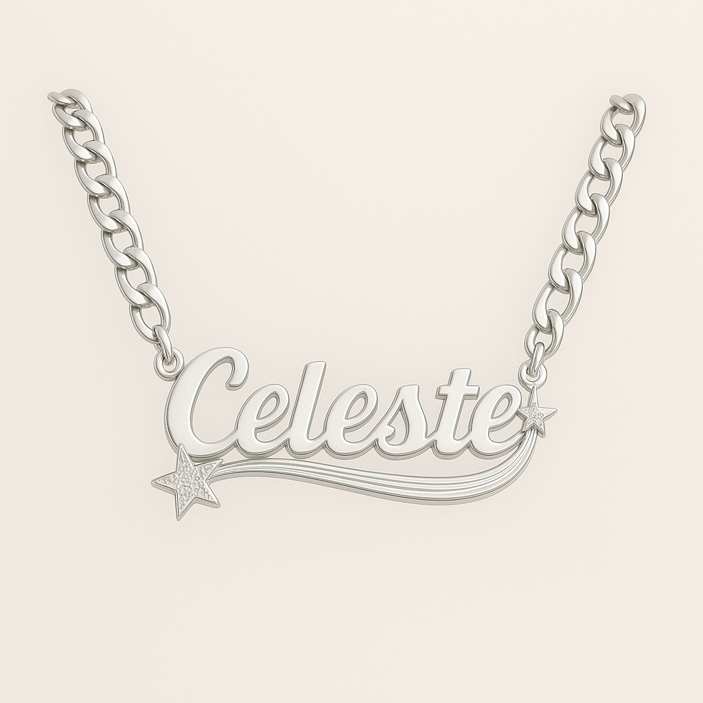 Shoot 4 The Stars ★ᯓ Custom 3D Nameplate Necklace