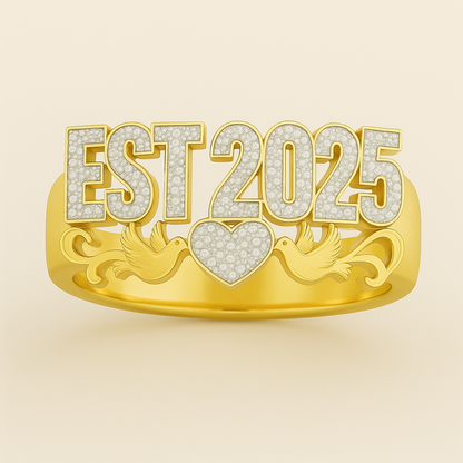 Love Birds 𓅪♡𓅪 Custom 3D Nameplate Ring