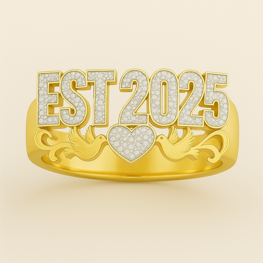 Love Birds 𓅪♡𓅪 Custom 3D Nameplate Ring