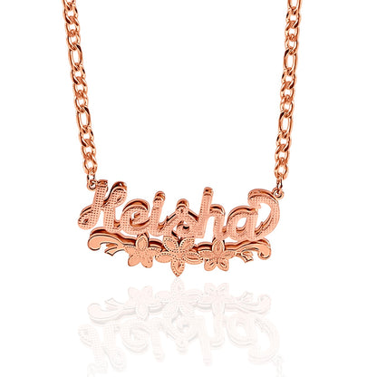 Flowers Overdue ᯽ Custom 3D Nameplate Necklace