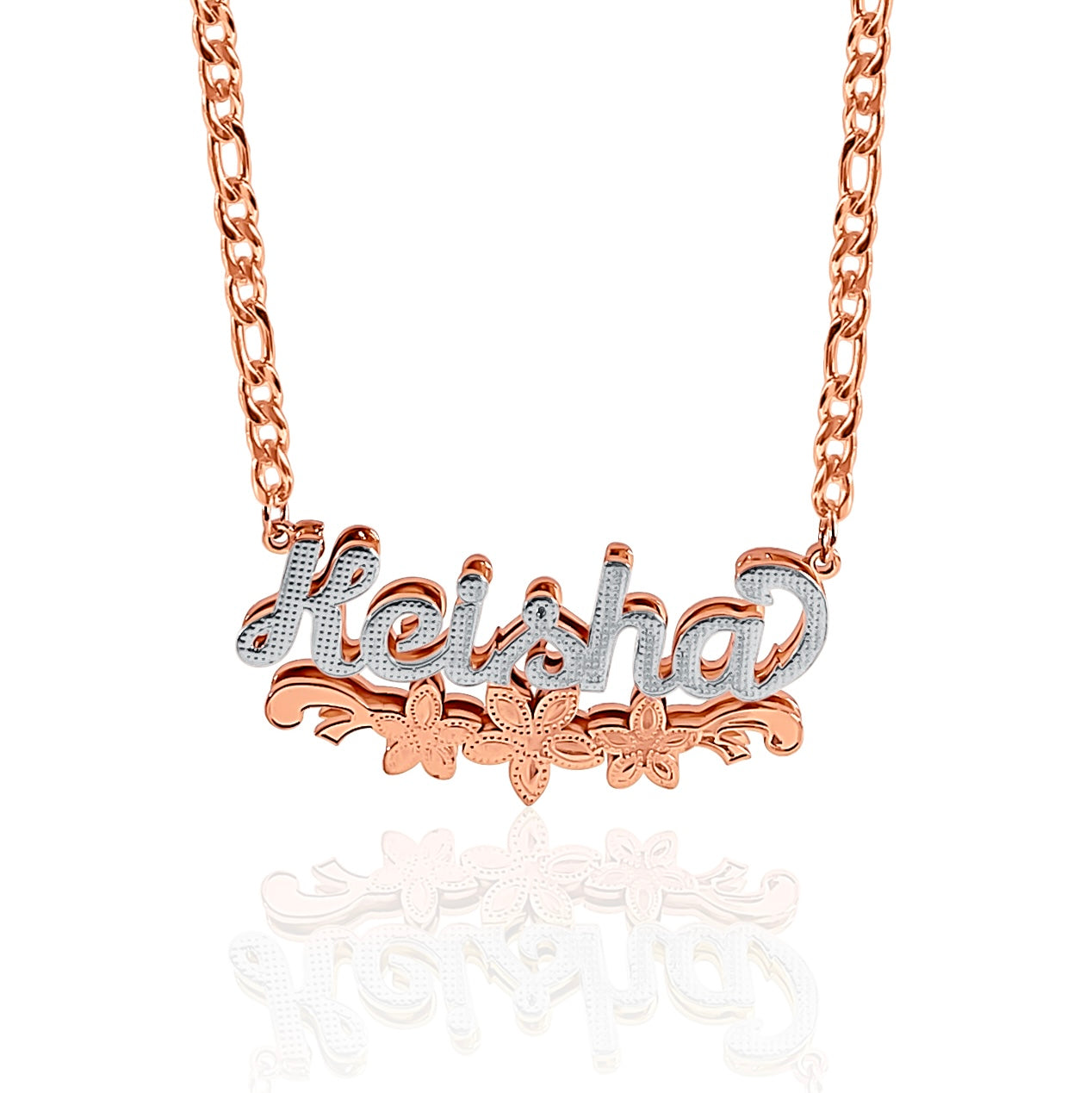 Flowers Overdue ᯽ Custom 3D Nameplate Necklace