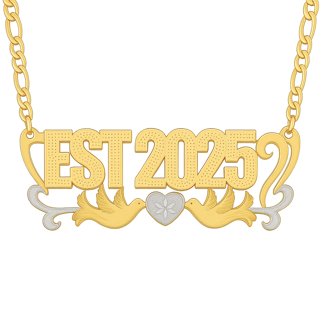 Love Birds 𓅪♡𓅪 Custom 3D Nameplate Necklace