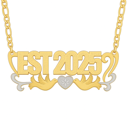 Love Birds 𓅪♡𓅪 Custom 3D Nameplate Necklace