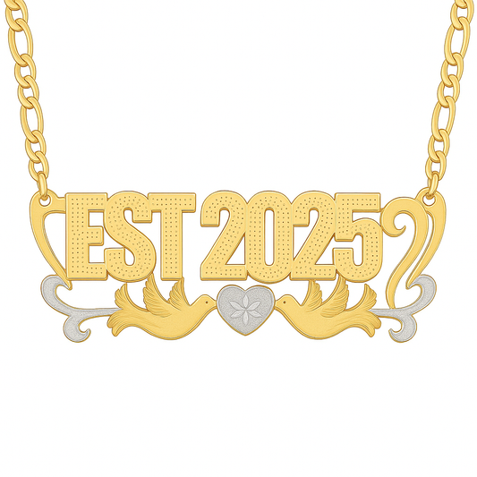 Love Birds 𓅪♡𓅪 Custom 3D Nameplate Necklace