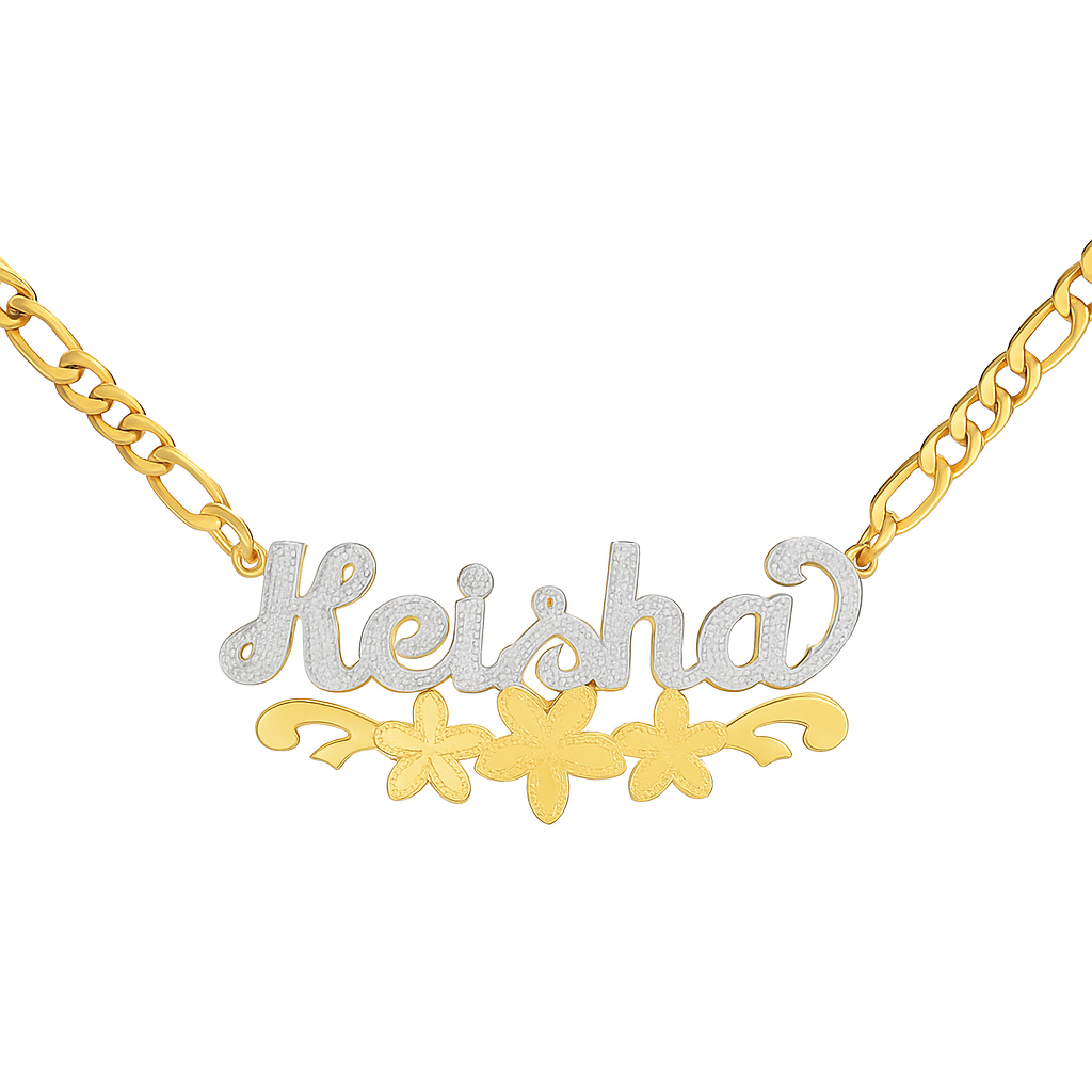 Flowers Overdue ᯽ Custom 3D Nameplate Necklace