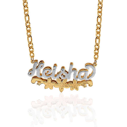 Flowers Overdue ᯽ Custom 3D Nameplate Necklace