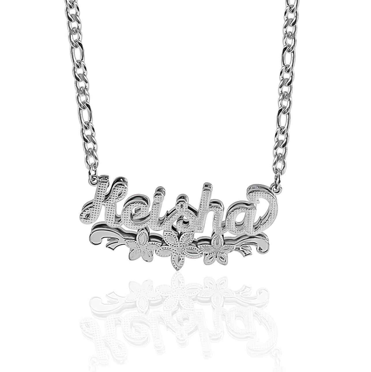 Flowers Overdue ᯽ Custom 3D Nameplate Necklace