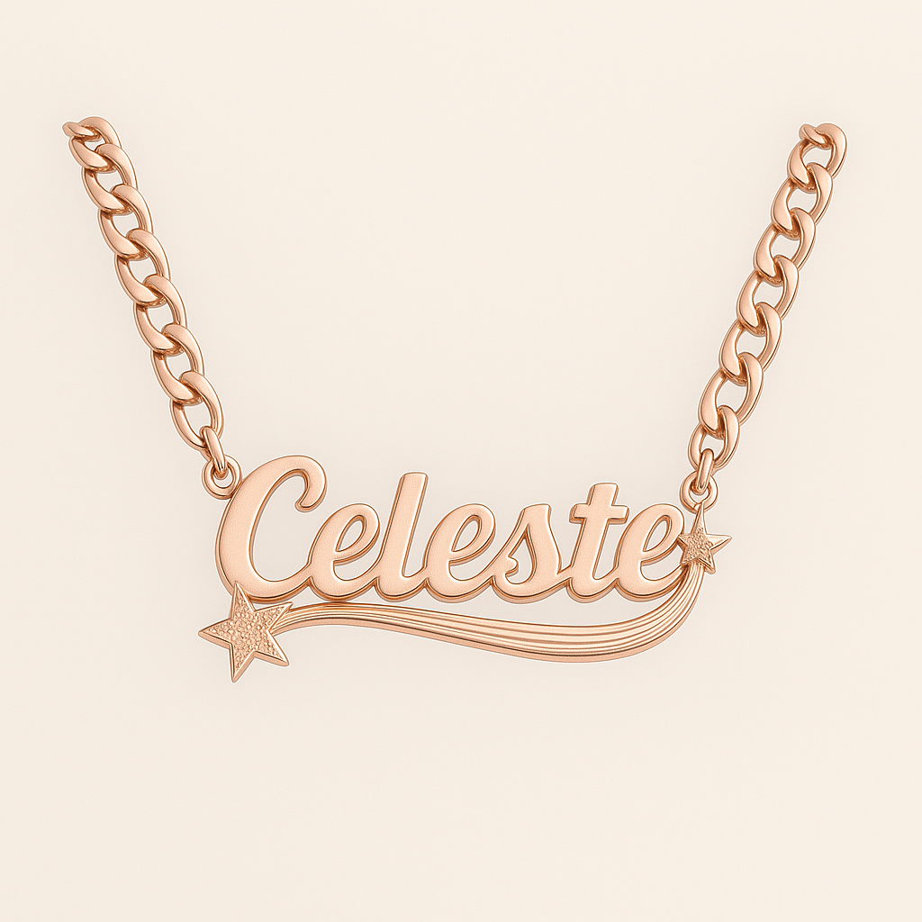 Shoot 4 The Stars ★ᯓ Custom 3D Nameplate Necklace