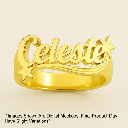 Shoot 4 The Stars ★ᯓ Custom 3D Nameplate Ring