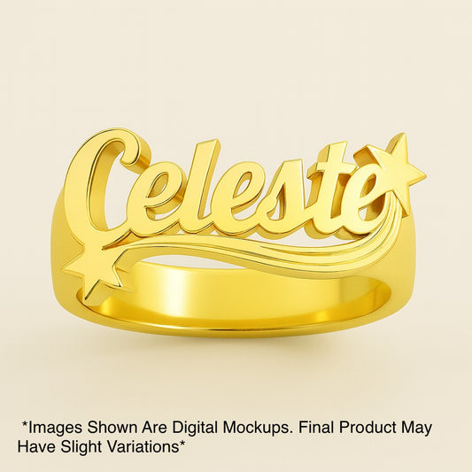 Shoot 4 The Stars ★ᯓ Custom 3D Nameplate Ring