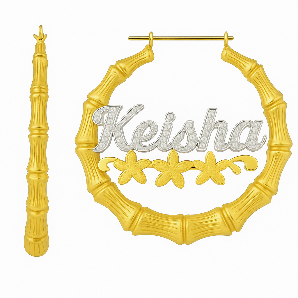 Flowers Overdue ᯽ Custom 3D Nameplate Earrings