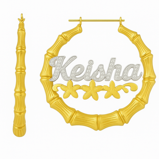 Flowers Overdue ᯽ Custom 3D Nameplate Earrings
